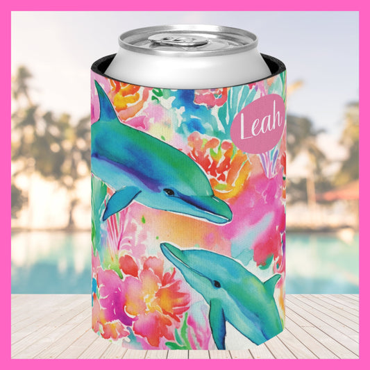 Personalized Can Cooler Beach Wedding Party Favors Bachelorette Gift Custom Name Birthday Favors Bachelorette Party Favors Dolphins