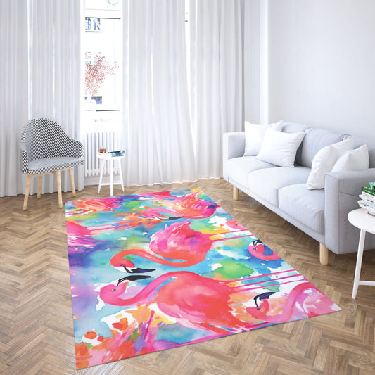 Coastal Area Rug, Home Decor, Room Decor, Flamingo, Beach Home, Indoor Rug, Kitchen Rug, Tropical