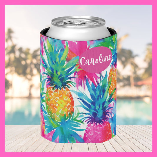 Personalized Can Cooler Bachelorette Gifts Beach Wedding Favors Birthday Favors Bachelorette Party Favors Pink Pineapple