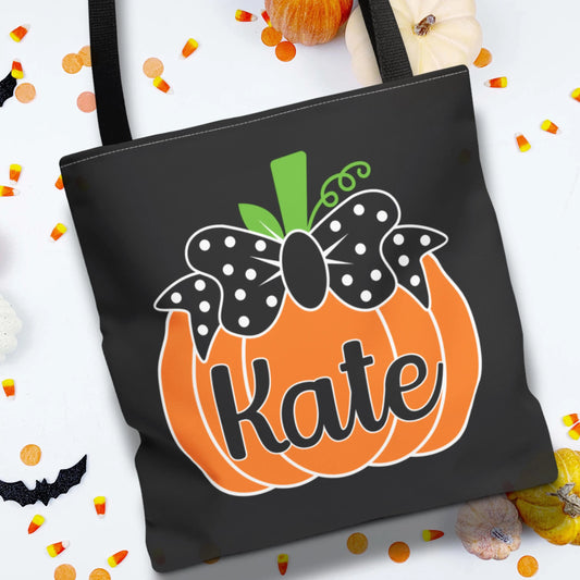 Personalized Halloween Tote Bag, Customized Halloween Bag Canvas Tote Bag for Trick or Treat, Trick or Treating