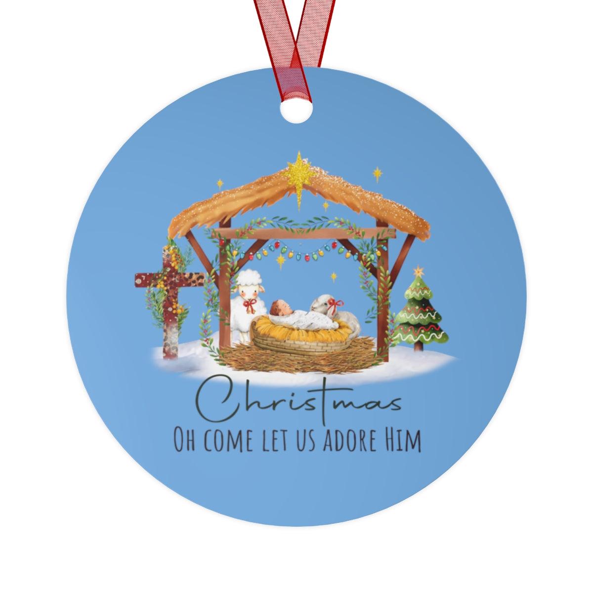 Oh Come Let Us Adore Him Christmas Ornament | Custom Family Keepsake | Stocking | Personalized Holiday Keepsake | Sunday School