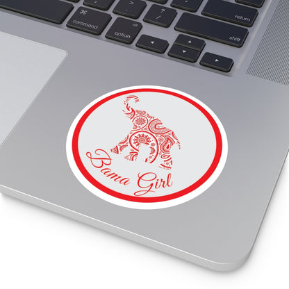 Bama Girl Paisley Elephant Round Sticker, Indoor/Outdoor