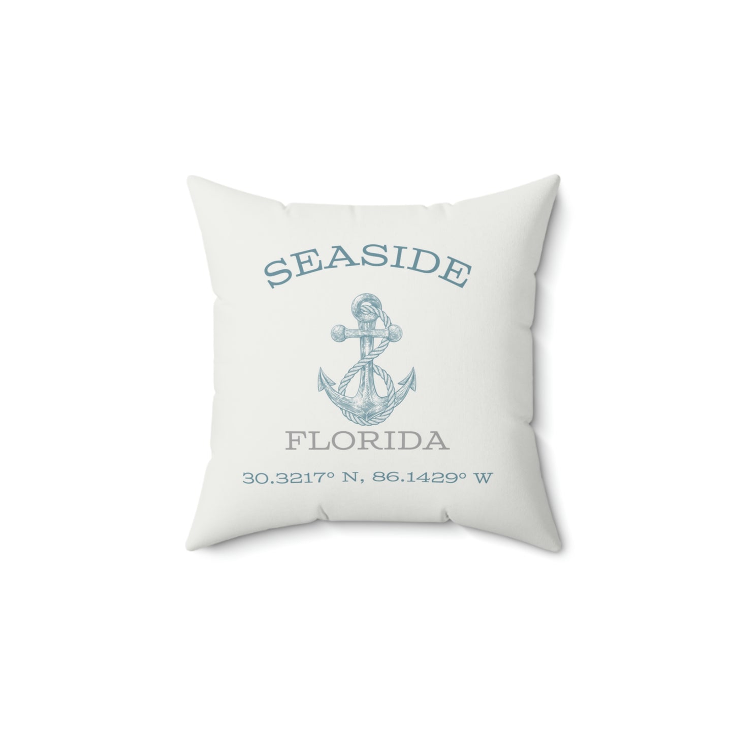 Custom Name and Coordinates Square Pillow | Anchor with Latitude and Longitude | Beach Lake River House | Throw Pillow