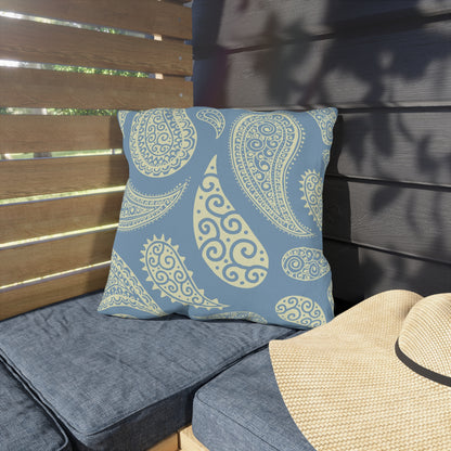 Outdoor Pillow Pale Blue and White Paisley | Front Porch Pillow | Back Porch Pillow