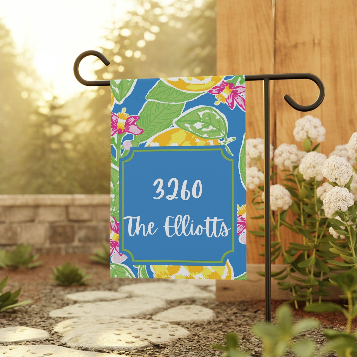 Customized Welcome Turquoise Lemon Flags | Address and Name Flag | Personalized Name Flag |  Summer Outdoor Garden