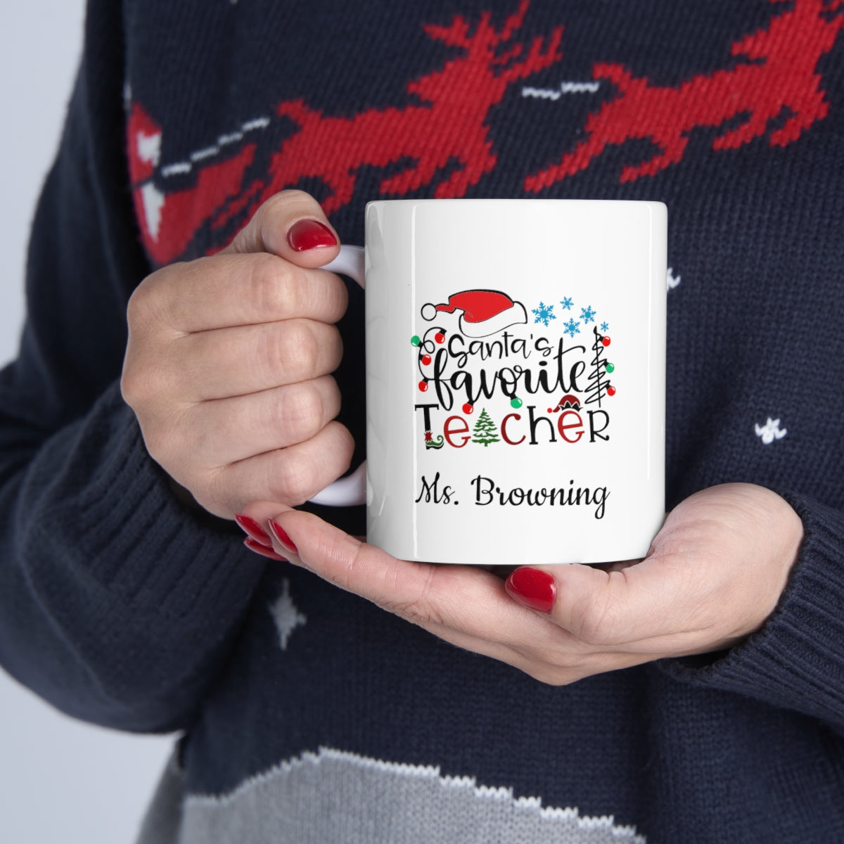 Personalized Santa's Favorite Teacher Ceramic Mug 11oz