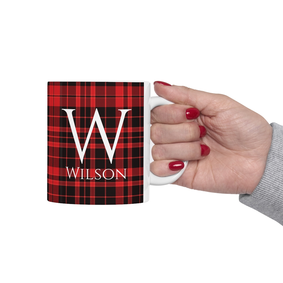 Personalized Plaid Coffee and Hot Cocoa Mug | 11 0z | Ceramic | Father Brother Friend Gift