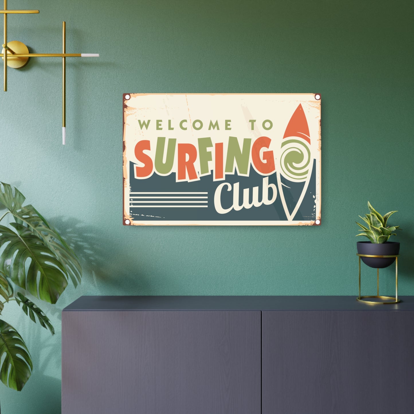 Welcome To Surfing Club Aluminum Sign | Beach House | Ocean Decor | Surf