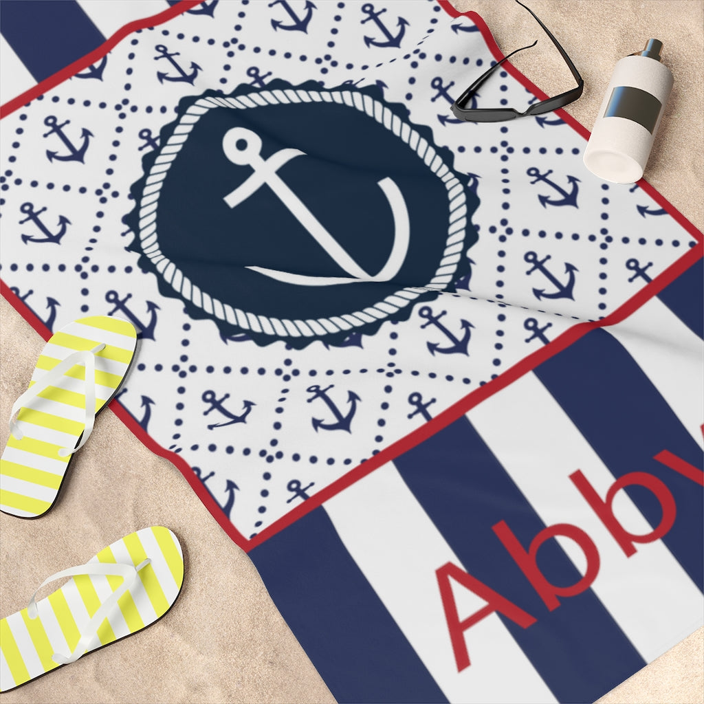 Personalized Nautical Beach Towel