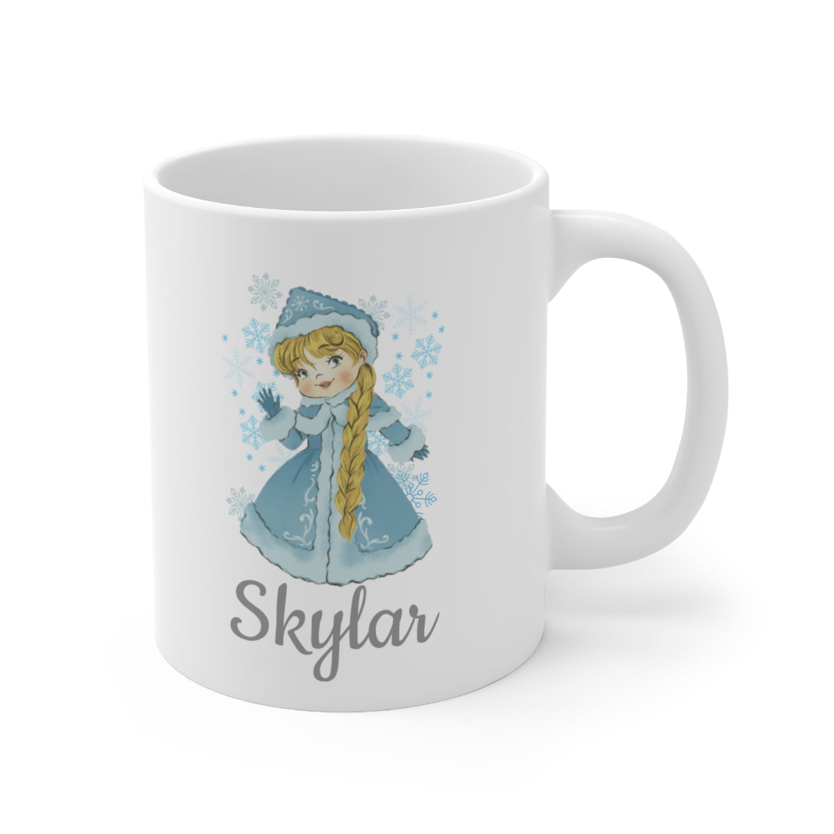 Personalized Girl in Snow Ceramic Mug 11oz