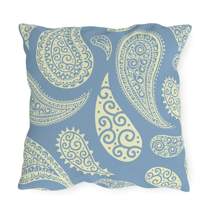 Outdoor Pillow Pale Blue and White Paisley | Front Porch Pillow | Back Porch Pillow