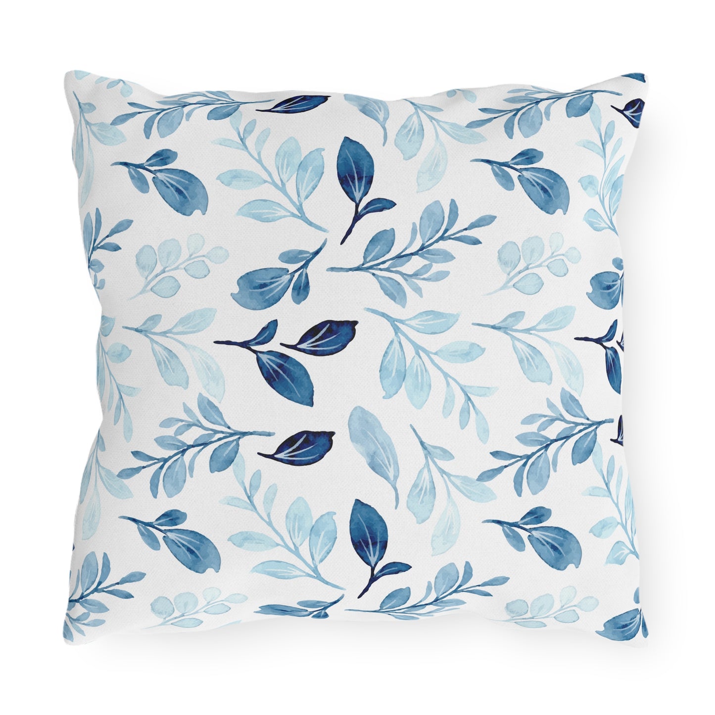 Outdoor Blue Pillow with Flowers | Front Porch Pillow | Back Porch Pillow