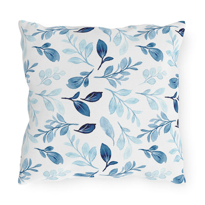 Outdoor Blue Pillow with Flowers | Front Porch Pillow | Back Porch Pillow