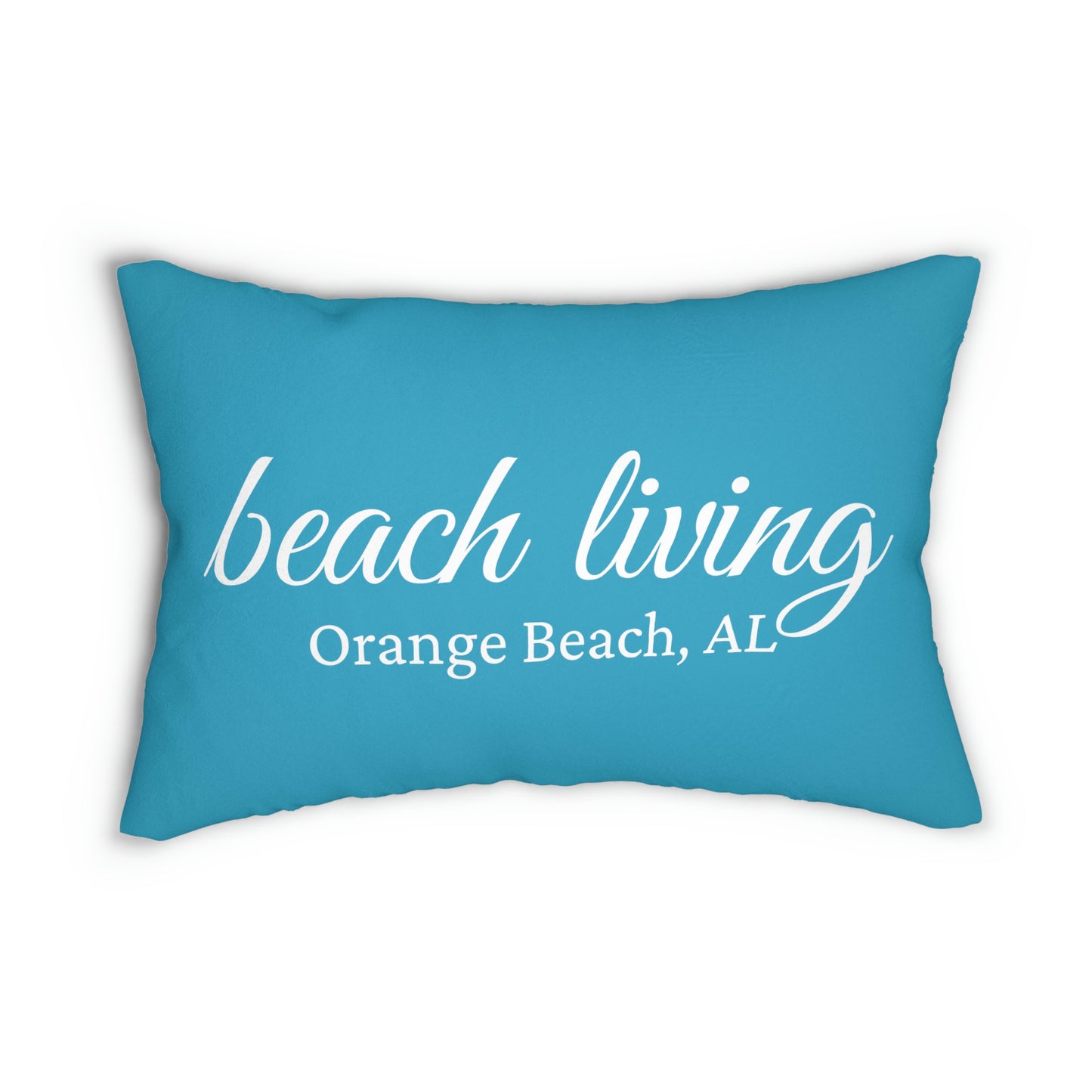 Beach Living Personalized City Name Polyester Lumbar Pillow | Throw Pillow | Pillow for River House Lake House Beach House