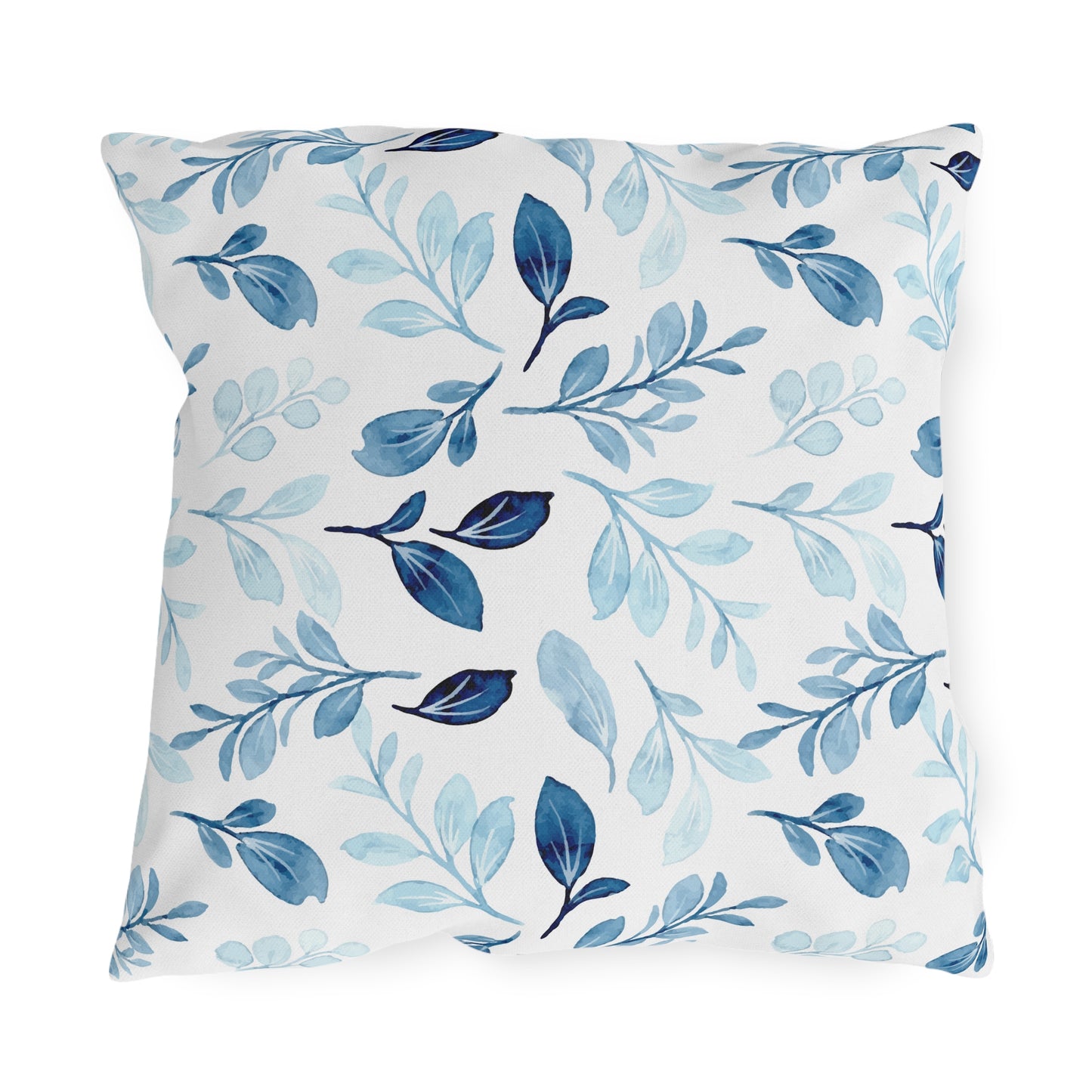 Outdoor Blue Pillow with Flowers | Front Porch Pillow | Back Porch Pillow