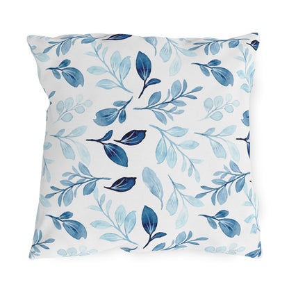 Outdoor Blue Pillow with Flowers | Front Porch Pillow | Back Porch Pillow