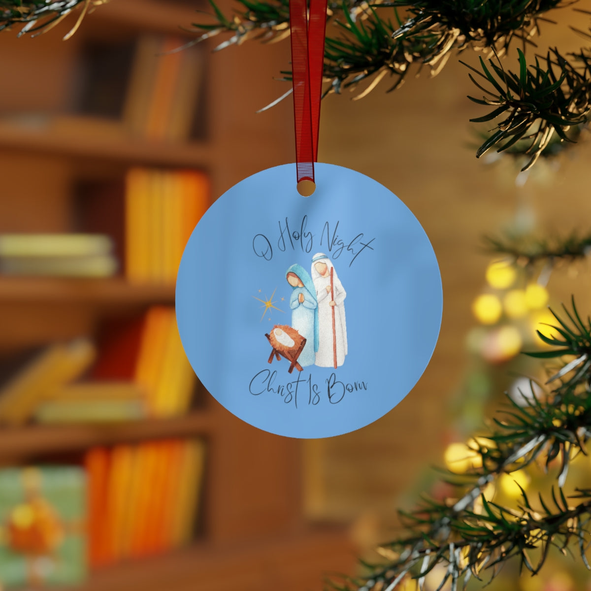 Personalized Two Sided Christmas Ornament | O Holy Night | Christ Is Born | Mary and Joseph | Teacher Gift | Sunday School Teacher