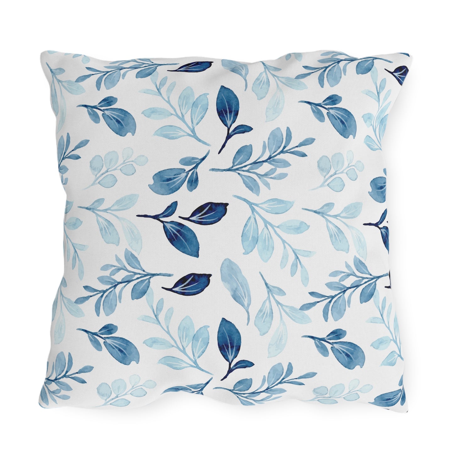 Outdoor Blue Pillow with Flowers | Front Porch Pillow | Back Porch Pillow