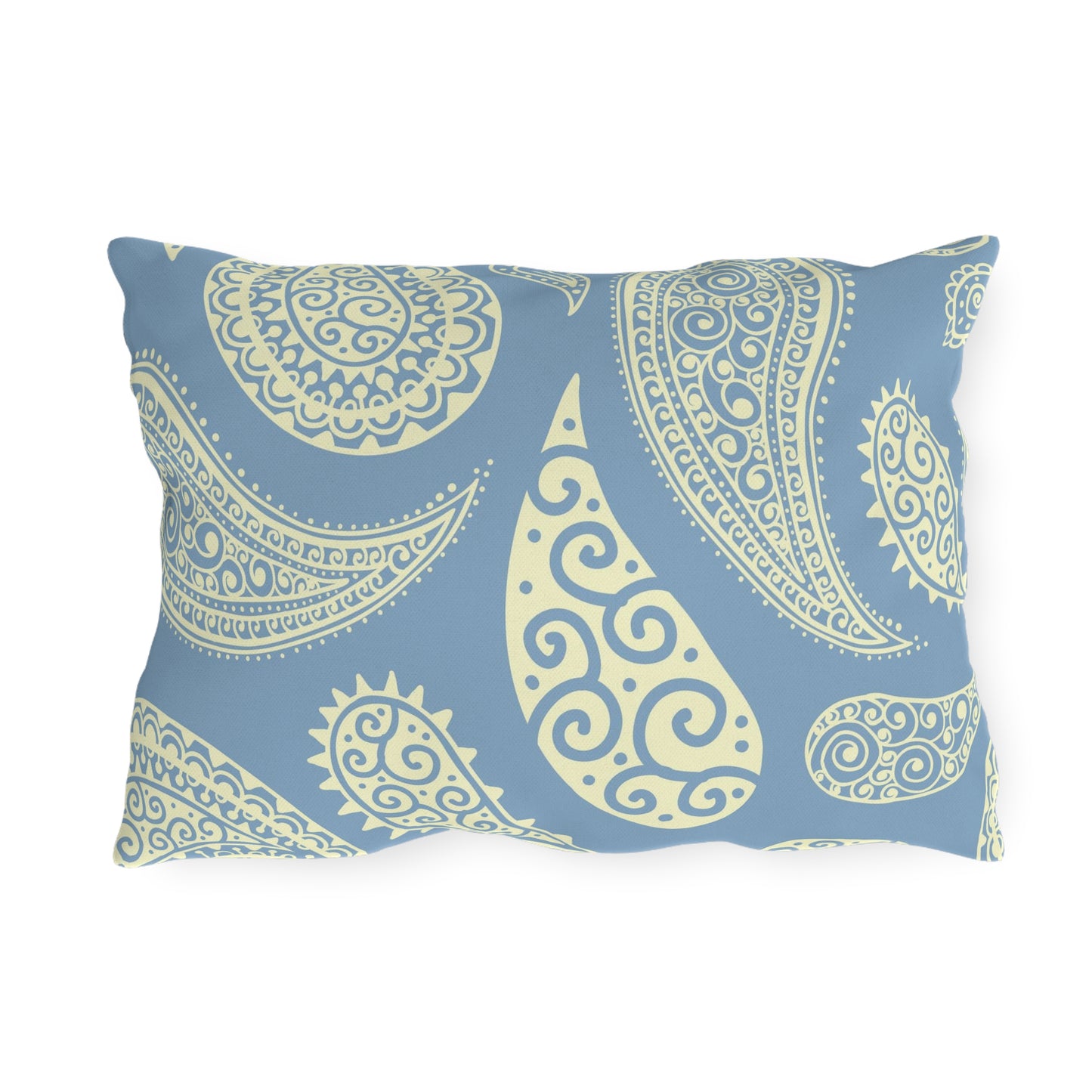 Outdoor Pillow Pale Blue and White Paisley | Front Porch Pillow | Back Porch Pillow