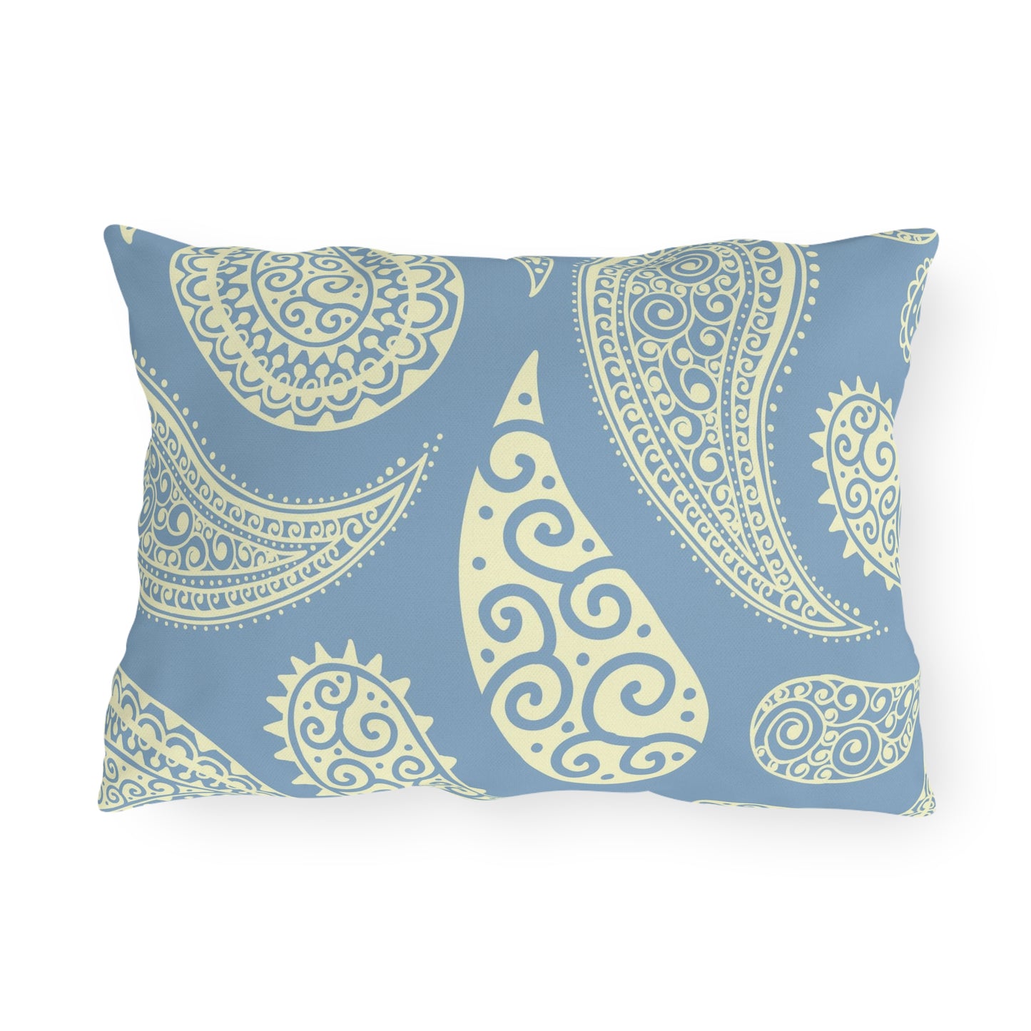 Outdoor Pillow Pale Blue and White Paisley | Front Porch Pillow | Back Porch Pillow