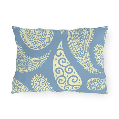 Outdoor Pillow Pale Blue and White Paisley | Front Porch Pillow | Back Porch Pillow