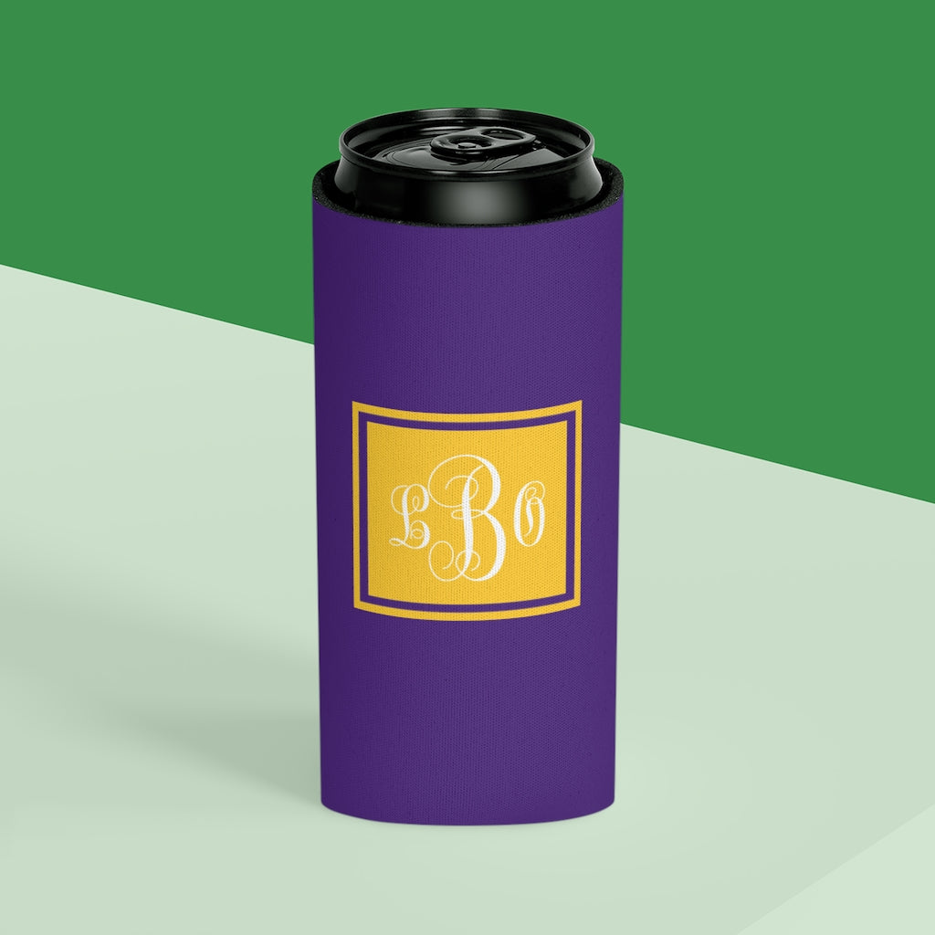 Purple/Gold College Game Day Can Coozie | Team Spirit | Monogram | Personalized