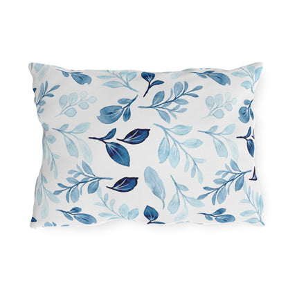 Outdoor Blue Pillow with Flowers | Front Porch Pillow | Back Porch Pillow