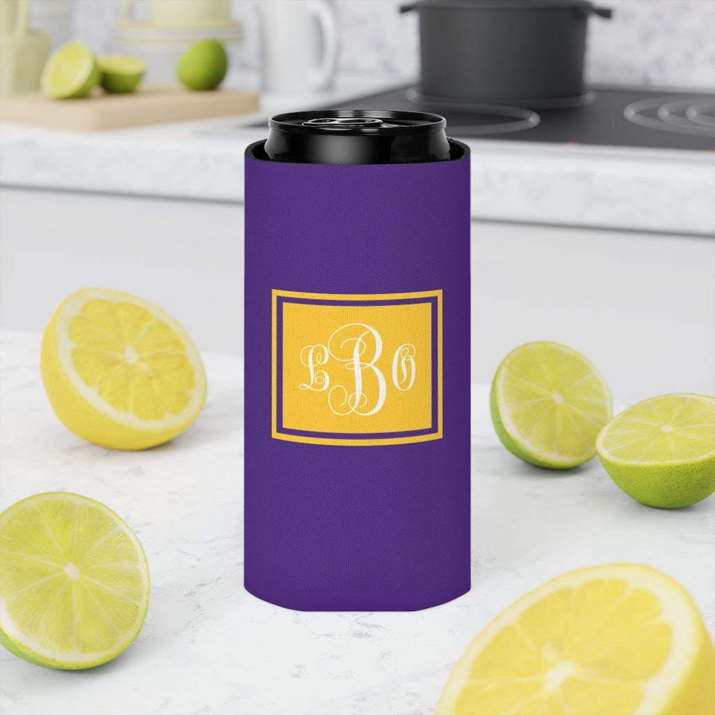 Purple/Gold College Game Day Can Coozie | Team Spirit | Monogram | Personalized