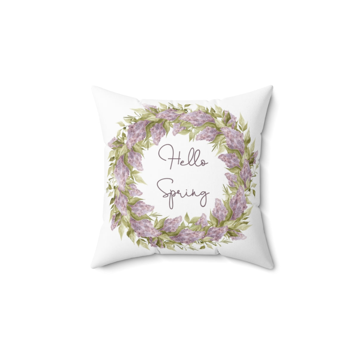 Hello Spring Throw Pillow | Reversible For Year Round | Watercolor Flowers| Spun Polyester Square Pillow