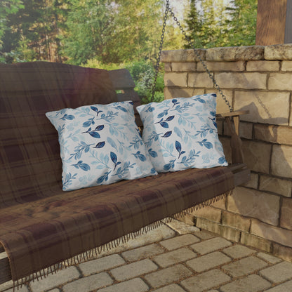 Outdoor Blue Pillow with Flowers | Front Porch Pillow | Back Porch Pillow