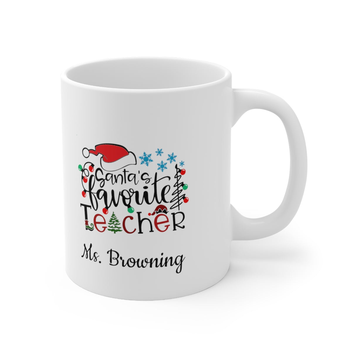 Personalized Santa's Favorite Teacher Ceramic Mug 11oz