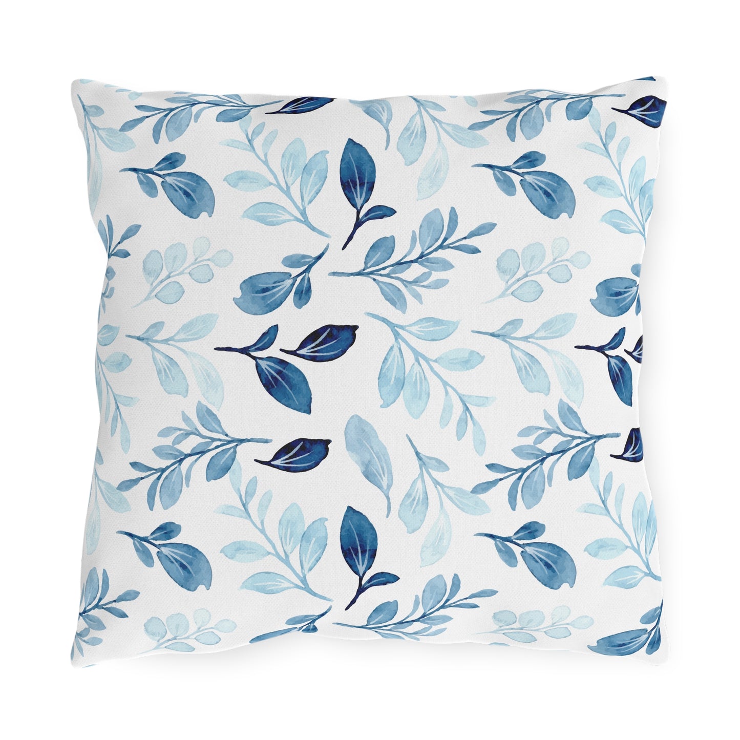 Outdoor Blue Pillow with Flowers | Front Porch Pillow | Back Porch Pillow