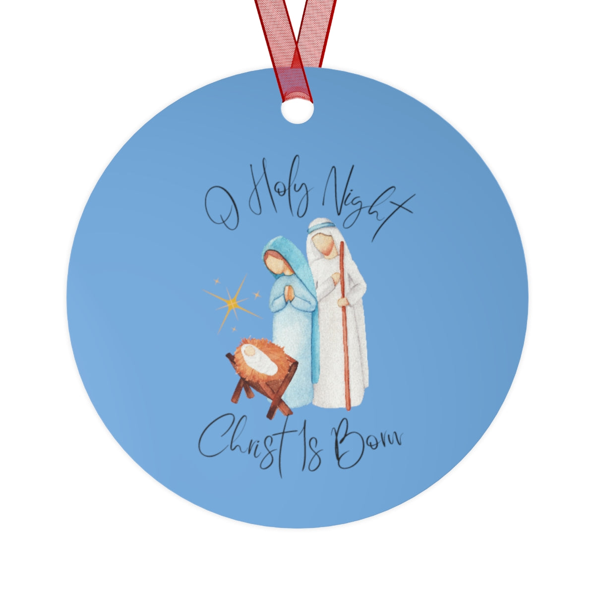 Personalized Two Sided Christmas Ornament | O Holy Night | Christ Is Born | Mary and Joseph | Teacher Gift | Sunday School Teacher