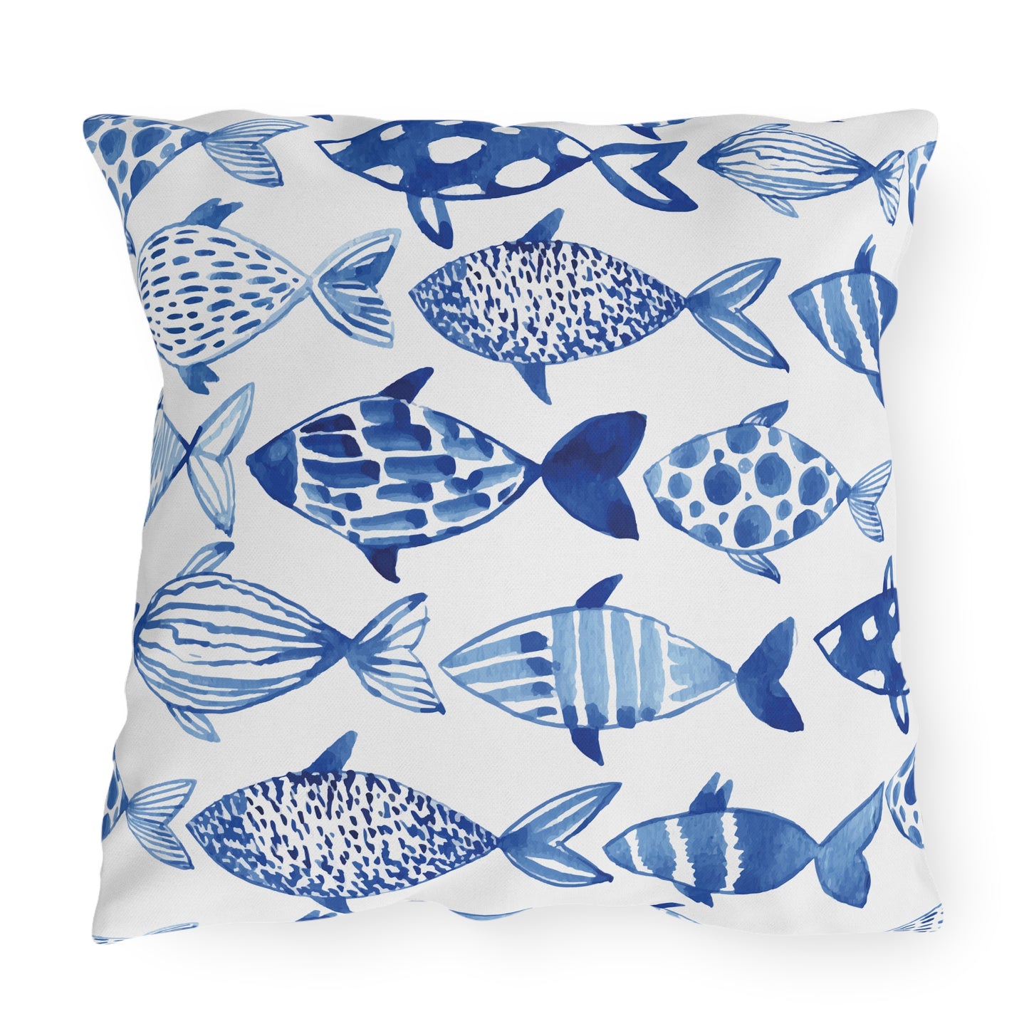 Outdoor Pillow Blue Fish Beach Decor | Front Porch Pillow | Back Porch Pillow