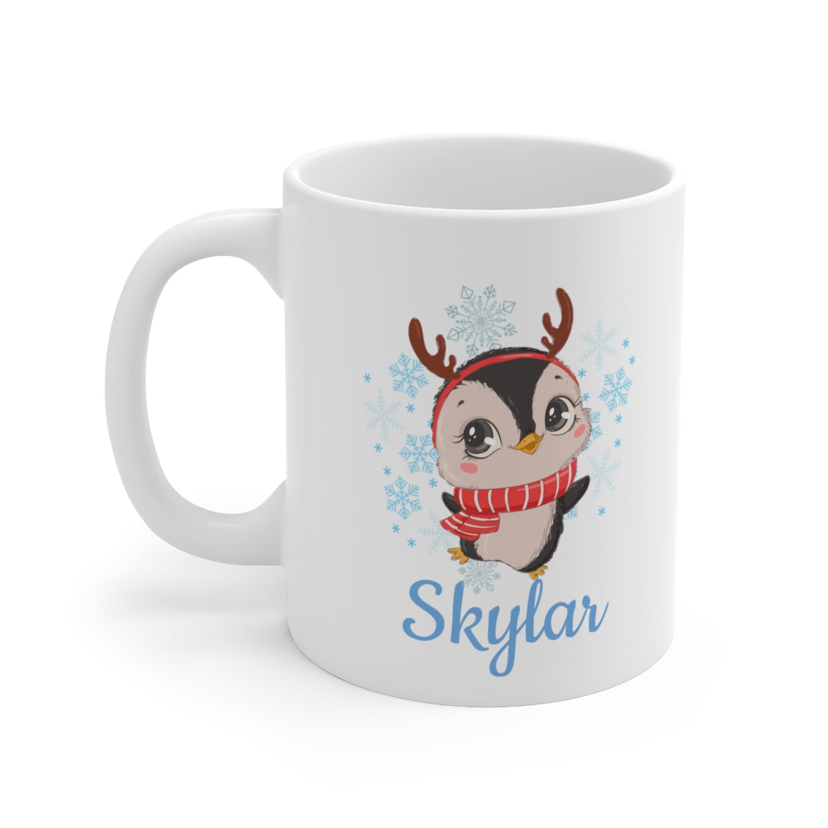 Personalized Penguin in Snow Ceramic Mug 11oz