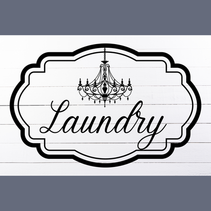 Laundry Aluminum Sign | Classic Design | Chandelier Damask | Laundry Room Wall Art