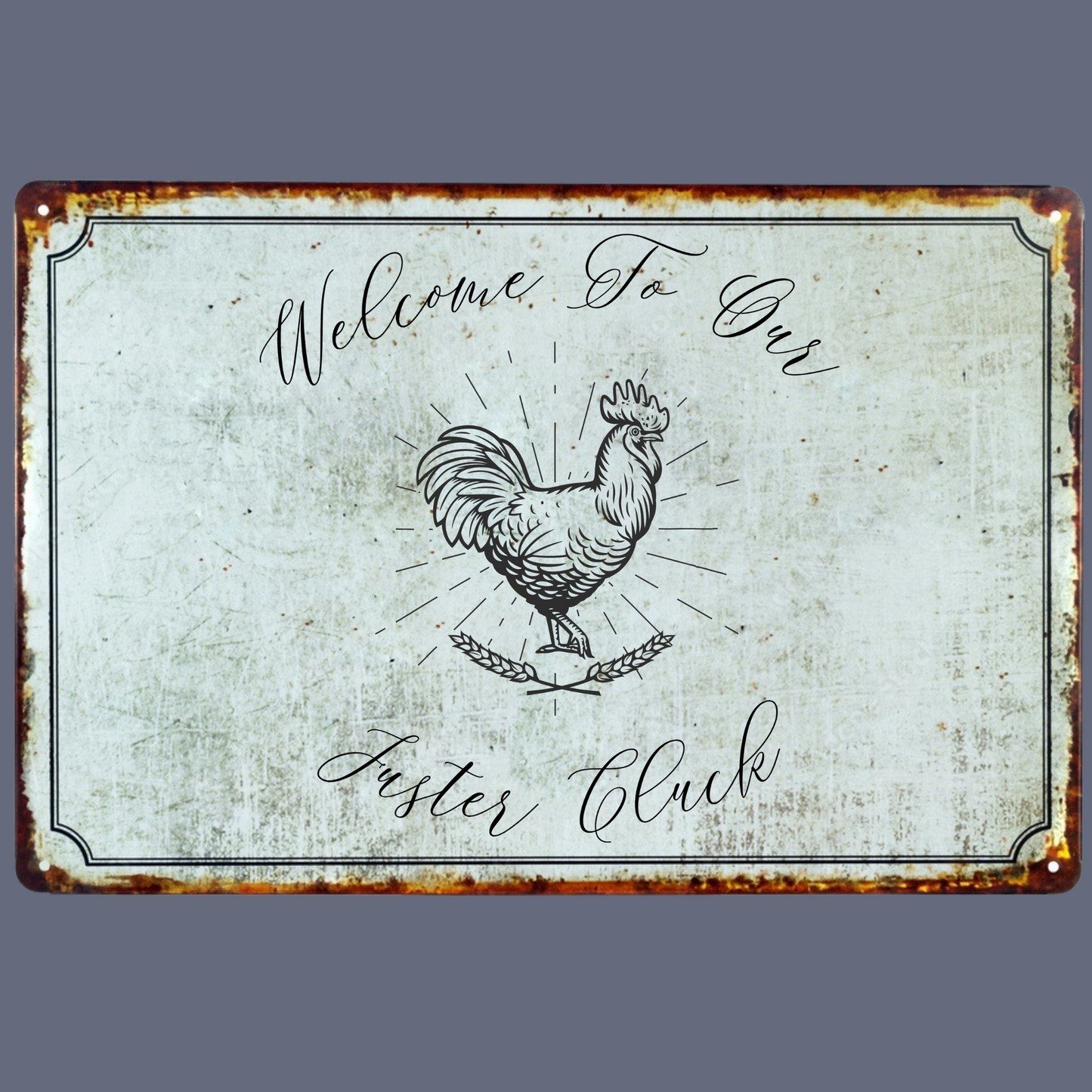 Fuster Cluck Aluminum Sign | Funny Sign | Farmhouse Wall Art | Rooster Sign