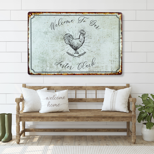 Fuster Cluck Aluminum Sign | Funny Sign | Farmhouse Wall Art | Rooster Sign