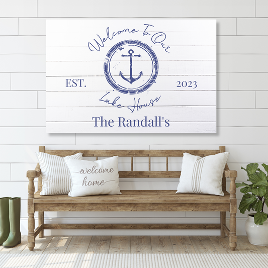 Anchor Aluminum Sign | Personalized | Front and Back Porch Decor | Custom Name Sign for Patio | Lake River Beach House