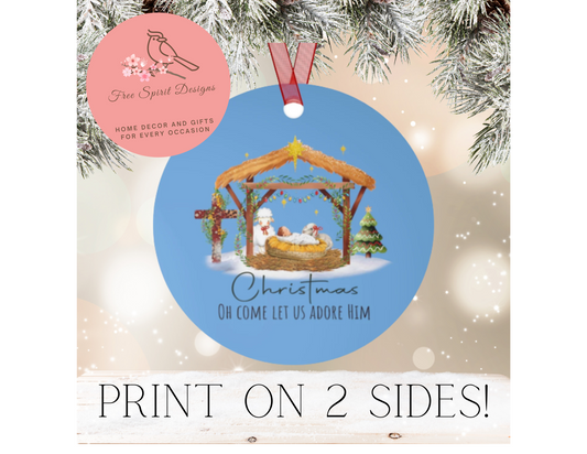 Oh Come Let Us Adore Him Christmas Ornament | Custom Family Keepsake | Stocking | Personalized Holiday Keepsake | Sunday School