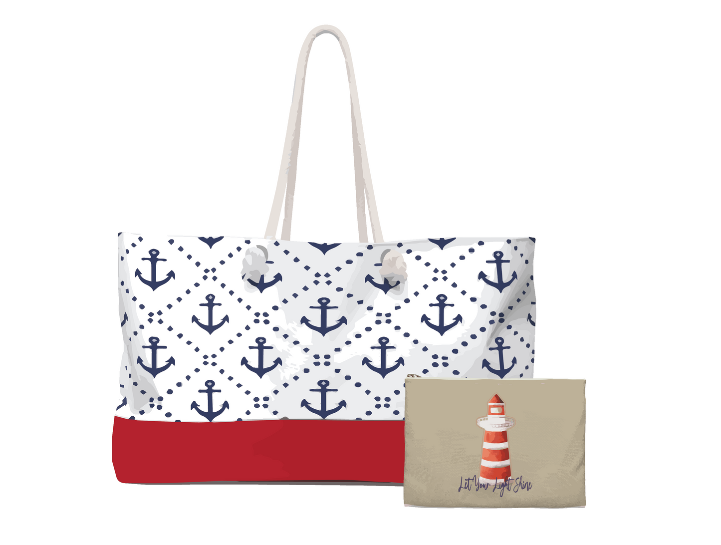 Nautical Anchor Navy and Red Large Tote Bag