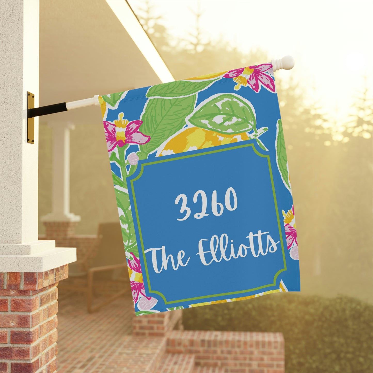 Customized Welcome Turquoise Lemon Flags | Address and Name Flag | Personalized Name Flag |  Summer Outdoor Garden