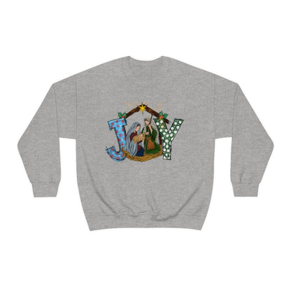 JOY Mary Joseph and Jesus Christmas Sweatshirt