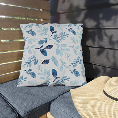 Outdoor Blue Pillow with Flowers | Front Porch Pillow | Back Porch Pillow