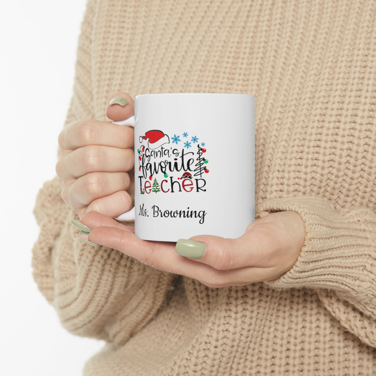 Personalized Santa's Favorite Teacher Ceramic Mug 11oz