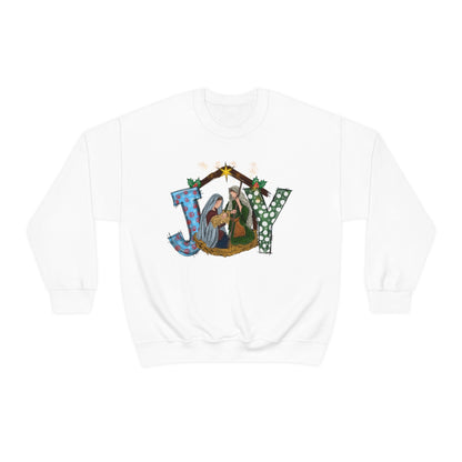 JOY Mary Joseph and Jesus Christmas Sweatshirt