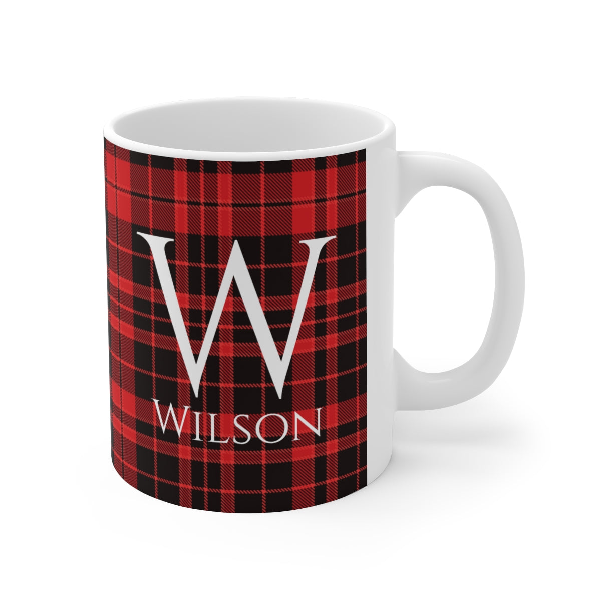 Personalized Plaid Coffee and Hot Cocoa Mug | 11 0z | Ceramic | Father Brother Friend Gift