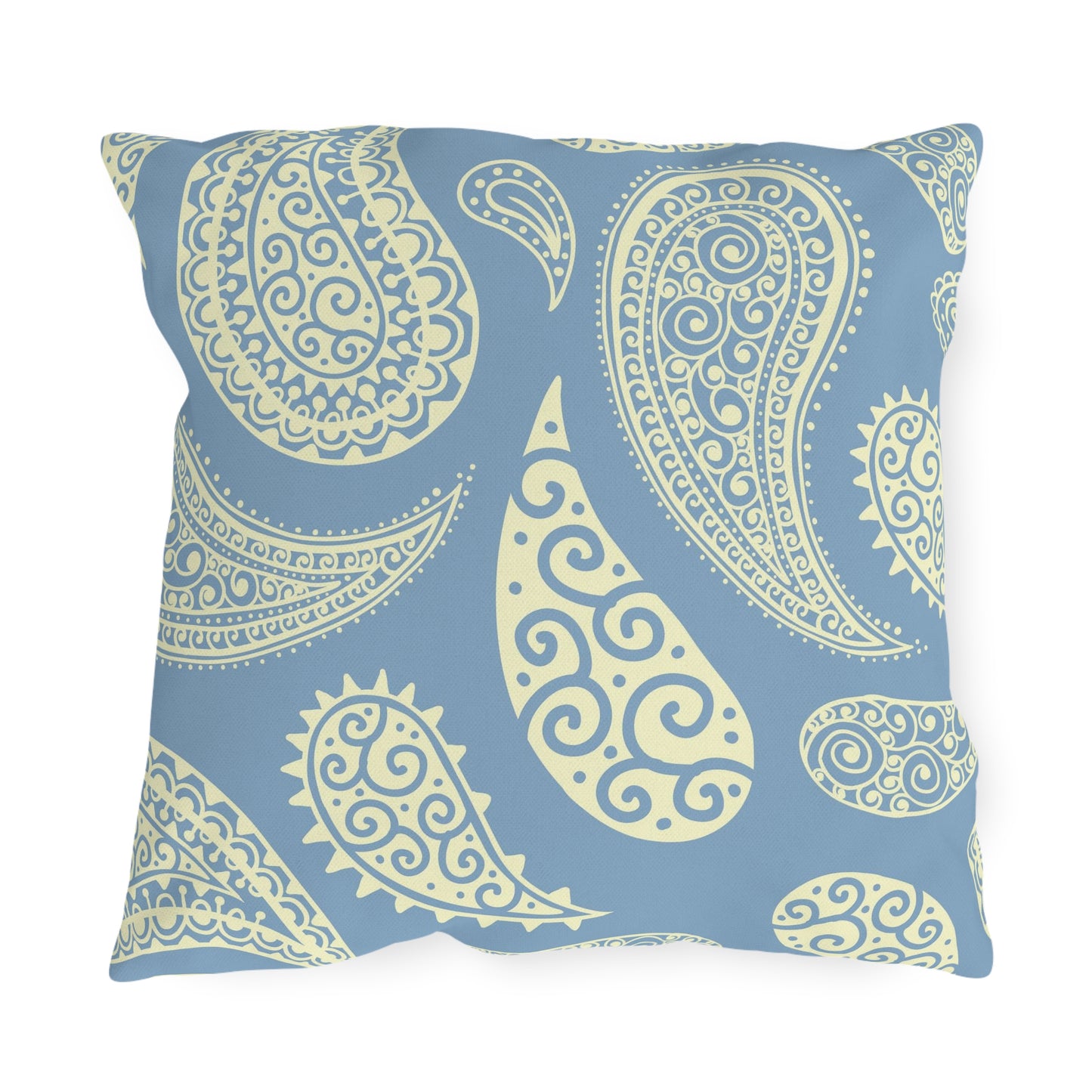 Outdoor Pillow Pale Blue and White Paisley | Front Porch Pillow | Back Porch Pillow