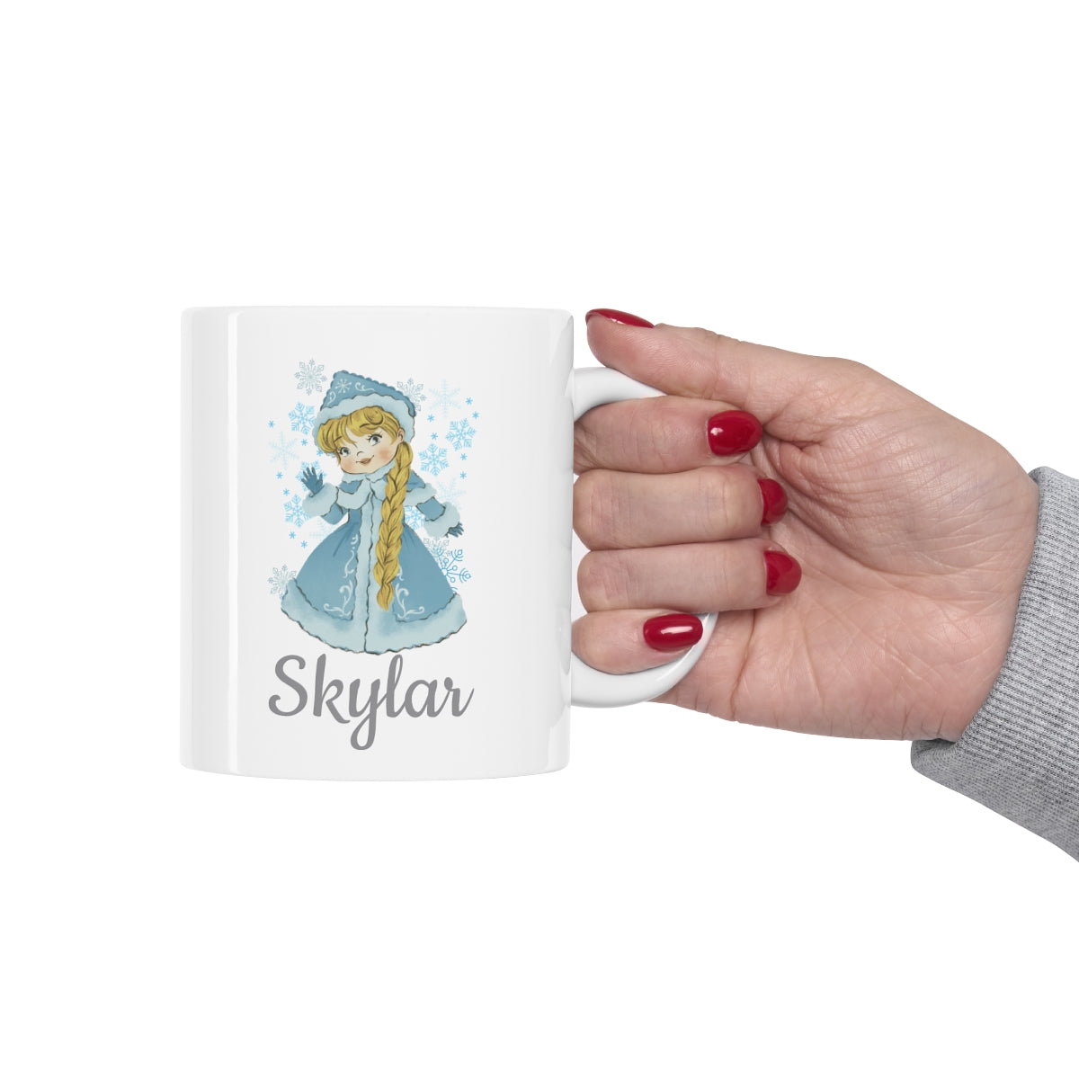 Personalized Girl in Snow Ceramic Mug 11oz