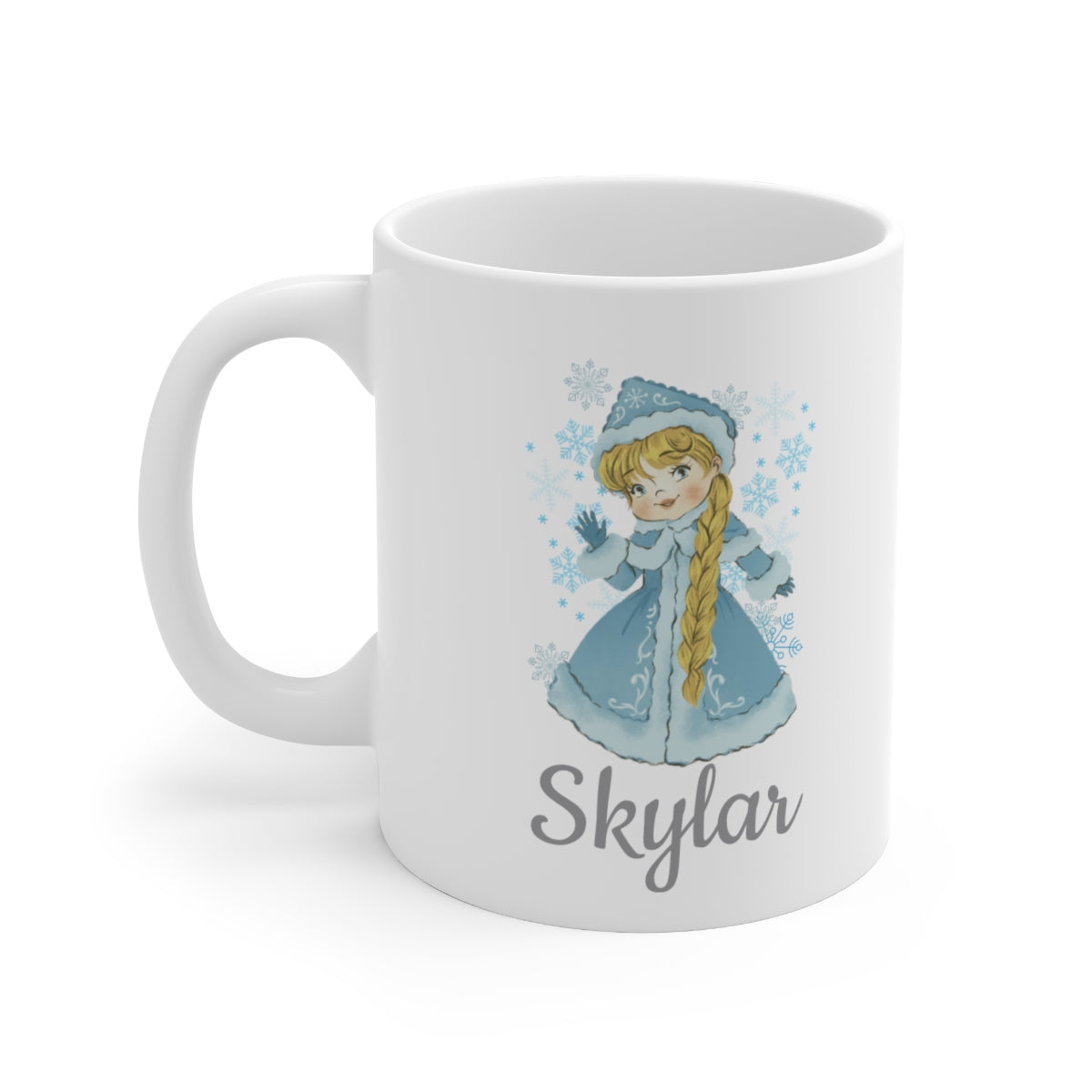 Personalized Girl in Snow Ceramic Mug 11oz